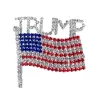 Trump broche broche diamant drapeau broche strass lettre Trump broches cristal Badge manteau robe épingles vêtements bijoux ZZ