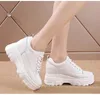 Height Increasing Shoes Fujin 8cm Leather Microfiber Women Casual Shoes Platform Wedge Hidden Heel Summer Shoes Platform Chunky Sneakeers Fashion White 231204