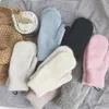 Cinq doigts gants 1 paire femmes hiver garder au chaud en peluche élasticité douce mitaines complètes imitation fourrure de lapin tricoté filles mode 231204