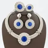 Halsbandörhängen Set Dubai Afrikanska smycken för kvinnor Luxury Stone Design och med Bangle Ring Weddings Bridal Jewellery