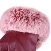 フィンガーレスグローブファッション女性温かい濃厚な革冬冬のエレガントレディースブランドミトンウサギ毛皮の女性231204