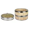 Double Boilers Household Bamboo Bao Steamer Vegetable Wooden Stainless Steel Baskets