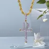 Hip Hop Rock ketting Goudkleur All Iced Out Micro Pave CZ Stone Ankh Pendant -kettingen met 60 cm touwketen1465634