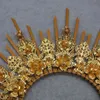 Headbands Gold Halo Headband Sun Godmother's Crown Tiaras Headpiece Virgin Mary Gothic Headwear Fairy Goddess Hair Accessories 231204