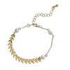 Link pulseiras criativo trigo orelha pérola pulseira para mulher/menina simples verão cor ouro ajustável festa presentes finos