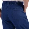 Erkekler Kot 2023 Erkekler Elastik Bel İnce Uygun Yüksek Cepler Günlük yumuşak düz ayak bileği uzunluğu orta yaşlı baba uzun pantolon