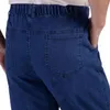 Herrenjeans 2023 Herren elastische Taille Slim Fit hohe Taschen lässig weich gerade knöchellang mittelalter Vater lange Hose