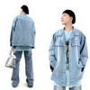 Giacche da uomo Giacca di jeans vintage da uomo oversize moda streetwear jeans blu lavati primaverili cappotto colletto rovesciato capispalla coppia