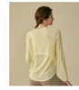 Aktiva skjortor Sports T-shirt Kvinnor Yogakläder som går löst Slim Quick Dry Training Långärmad tunn blus Fitness Tops Autumn