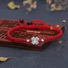 Urok Bracelets 2023 Fashion Women Bransoleta Czerwona linka Tkana Lucky Clover Breyband ręcznie robiona etniczna tybetańska Budda na prezent