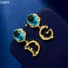 Donia Jewelry Luxury Earrings 유럽 및 미국 패션 레터 티타늄 미세한 지르콘 크리에이티브 디자이너 귀걸이 선물 상자.