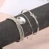 Bracelets de charme Noter Fashion 3pcs / Set Bracelet Homme 4mm Argent Cuivre Perlé Braslet Mâle Pendentif Braclet Ouverture Fine Bangles260j