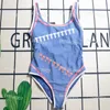 Flickor Leakback One Piece badkläder reversibel bikini halter bikini sommarstrand surfing snabb torr baddräkt