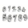 8mm 10mm Alfabeto A-Z 0-9 Numeri Cursore in lega di zinco Lettera Charms Simbolo Pieno di strass Misto 130 pezzi223S