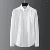 Mäns casual skjortor Minglu White Male Luxury Long Sleeve Diamond Mens Dress Fashion Slim Fit Party Man Plus Size 3xl