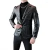 Costumes pour hommes Manteau en cuir British Blazer Hommes Noir Fashion Designer Vestes Homme Club Outfit Veste Hommes