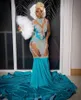 Blauwe Elegante Trompet Lange Prom Jurk Voor Vrouwen Kristal Applique Zwart Meisje Verjaardag Koningin Jurk Vestidos De Gala 2024