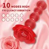 Vibrateurs 360 Rotation Butt Plug Vibrateur avec 10 modes de vibration rotatifs Masseur de prostate Forme Rose Perles Anales Sex Toys pour Femmes Homme 231204