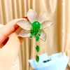 Novo luxo elegante lótus borla broche pino cristal strass jóias festa vestido jaqueta acessórios corsage pinos para senhora