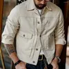 Men's Jackets Mens Fall Winter Hip-Hop American Street Vintage Denim Coat Fashion Trend Amei Click Solid Color Loose Pocket Jacket