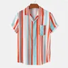 メンズカジュアルシャツ夏の男性ストライプハワイアンビーチウェアストリートウェアファッション3Dプリント半袖ホリデー輸入服