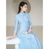 Этническая одежда Модифицированный стиль Cheongsam Young Simple Элегантный ретро Китайский современный длинный Qipao Высококачественное восточное свадебное платье с цветочным принтом