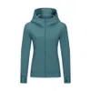 Scuba Full-Zip Hoodie Hip Length LU-192 Yoga Outfits Tops Embroidered Gym Coat Cotton Blend Fleece Sports Hoodies Classic Fit Sweatshirts Women Jacket Hooded Top