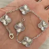 Designer Van Clover Bracelet Classic 925 Sterling Silver Clover Flow Flowers Bracelet incolore Reversible Crafts Girlfriend