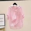 Blusas femininas puro algodão rosa listrado camisa literária e fresca manga morcego único bolso topo casual toda a temporada
