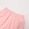 Kläder set baby flicka sommarkläder set blommig spets bodysuit barn kostym barn babi shorts rosa t-shirt 1-8t blommor kläder