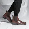 Botas Otoño Hombres Tamaño grande 48 Tobillo Cuero Al aire libre Negocios Boda Oxfords Slip On Point Remache Toe Zapatos de trabajo Super Cool Flats