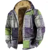 Men's Hoodies Zipper Winter Fleece Parka Coat Sewing Patchwork Graphic Jacket Sweatshirts Outerwear Daily Hooded Zip-up Overcoat
