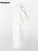 Kadın Ceketler Nerazzurri Bahar Sonbahar Beyaz Kısa Deri Ceket Kadınlar Uzun Kollu Tek Düğme Kızan Lüks Tasarımcı Kıyafetleri Kırpılmış Top 231204