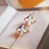 925 Four Leaf Clover Stud Old Flower Classic White Fritillary Gift For Girlfriend2153