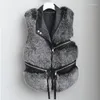 Women's Fur Coat Autumn Winter Fashion Women Vest Short Splice Youth Tank Top Clothing