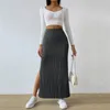 Two Piece Dress 2023 Autumn Winter Women High Waist Sexy Slim Side Slit Skirt Elegant Warm Long Skirts Fashion Sweater Knitted Half Length 231202