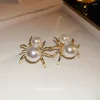 Stud Earrings Exaggerated Golden Retro Punk For Women Fashion Personality Halloween Spider Pearl Large Size Earring