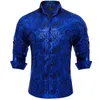 Camisas casuales para hombres de lujo rosa dorado paisley para hombres de manga larga social fiesta de fiesta ropa botón abajo cuello camisa de vestir formal