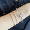 Bracelet vente 925 bracelet double papillon en argent sterling pour le tempérament de la mode des femmes marque de luxe bijoux cadeau de fête 231204