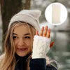 Genouillères 1 paire de gants sans doigts en peluche mitaines chaudes tricotées pour femmes pour l'hiver