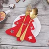 Party Decoration Christmas Tree Cutlery Holders Fork Knife Pocket Tableware Holder Bags Xmas Year Dinner Table Decor Felt