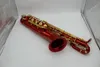Musique orientale Saxophone baryton à clé en laque rouge et or avec gravures de dragons