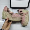 High heeled sandals thick soled light rope woven cross belt fishermans shoes luxury female designer wild wedge comfortable sandal canvas shoes