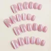 False Nails Wearable Manicure French Fake Waterproof Full Cover Cat's Eye Nail Tips Square Head Press On Girl