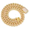 Iced Out 5A Zircon Cuban Chain Jewelband Halsband Armband Men 18 mm bredd Koppar Kubansk länkkedja