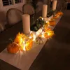 Party Decoration 2/3/6m Artificial Leaves Led Light String Dekor Fairy Garland Autumn Thanksgiving Home Inomhus utomhus