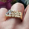 Anéis de casamento personalizados anéis de nome personalizado para homens anel inicial personalizado hip hop 18k anéis banhados a ouro para mulheres presente de natal 231204