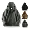 Men's Jackets Hooded Jacket Thick Windproof Zipper Closure Cardigan With Pockets For Fall Winter Streetwear Zippered Coat