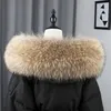 Xales 100% Real Natural Raccoon Fur Scarf Mulheres Inverno Moda Luxo Quente Gola de Pele de Alta Qualidade para Casaco Tira Com Capuz Grande Silenciador 231204