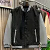 Kurtki męskie jesienne vintage vintage Varsity Jacket Men Y2K Streetwear Pu rękawy Bombowce Kurtki retro swobodny mundur baseballowy Unisex College 231202